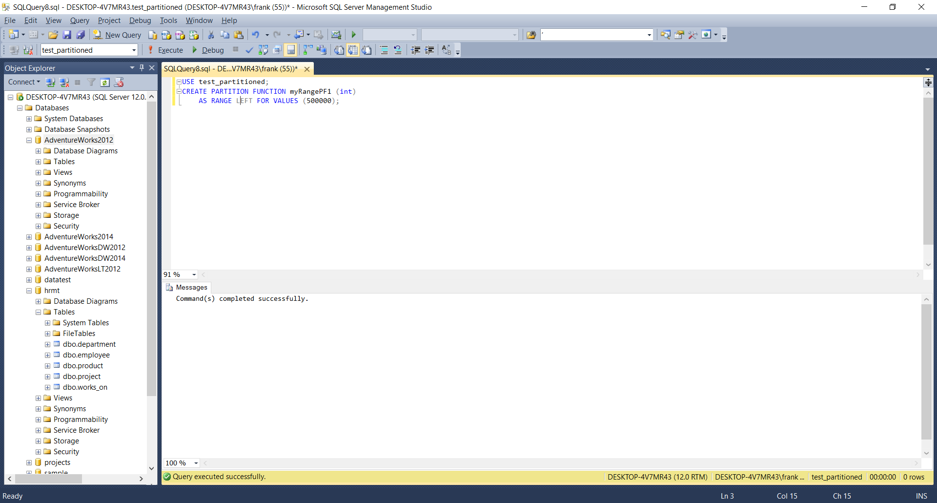 Create Partition Function myRangePF1